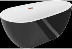 Mexen Eos cadă de sine stătătoare 150 x 75 cm, albă/neagră, preaplin din cupru periat - 52471507575-65 (52471507575-65)