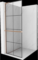 Mexen Kioto+ L panou de duș cu raft Walk-in 90 x 200 cm, grilaj negru, cupru periat - 800-090-123-65-77 (800-090-123-65-77)