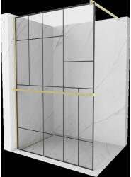 Mexen Kioto+ perete de duș cu raft Walk-in 100 x 200 cm, model negru, auriu periat - 800-100-121-55-78 (800-100-121-55-78)