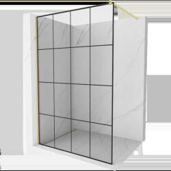 Mexen Kioto perete de duș Walk-in 160 x 200 cm, grilaj negru 8 mm, aurit periat - 800-160-101-55-77 (800-160-101-55-77)
