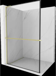Mexen Kioto+ L perete de duș cu raft Walk-in 50 x 200 cm, ramă neagră, auriu periat - 800-050-123-55-70 (800-050-123-55-70)