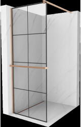 Mexen Kioto+ perete de duș cu poliță Walk-in 90 x 200 cm, grilă neagră, cupru periat - 800-090-121-65-77 (800-090-121-65-77)