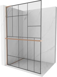 Mexen Kioto+ L panou duș cu poliță Walk-in 120 x 200 cm, model negru, cupru periat - 800-120-123-65-78 (800-120-123-65-78)