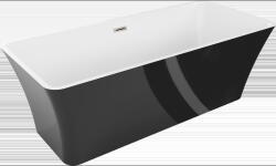 Mexen Tonia cadă de sine stătătoare 170 x 75 cm, alb/negru, preaplin nichel periat - 52171707575-97 (52171707575-97)