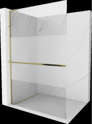Mexen Kioto+ L perete de duș cu raft Walk-in 120 x 200 cm, transparent/zăpadă, auriu - 800-120-123-50-35 (800-120-123-50-35)