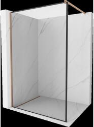 Mexen Kioto perete de duș Walk-in 130 x 200 cm, cadru negru 8 mm, cupru periat - 800-130-101-65-70 (800-130-101-65-70)