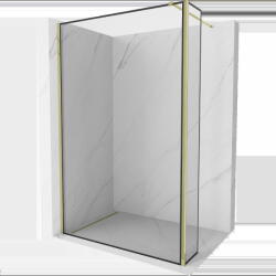 Mexen Kioto perete de duș Walk-in 140 x 40 cm, ramă neagră, auriu - 800-140-212-50-70-040 (800-140-212-50-70-040)