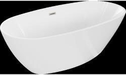 Mexen Eris cadă freestanding 180 x 80 cm, albă, preaplin nichel periat - 53441808000-97 (53441808000-97)