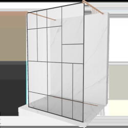 Mexen Kioto perete de duș independent 140 x 200 cm, model negru 8 mm, cupru periat - 800-140-002-65-78 (800-140-002-65-78)