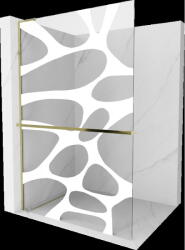 Mexen Kioto+ L panou de duș cu raft Walk-in 70 x 200 cm, val alb, auriu - 800-070-123-50-97 (800-070-123-50-97)