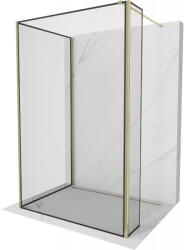 Mexen Kioto paravan de duș Walk-in 110 x 80 x 30 cm, cadru negru, auriu - 800-110-080-221-50-70-030 (800-110-080-221-50-70-030)