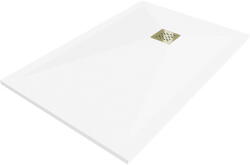 Mexen Stone+ cădiță de duș rectangulară din compozit 140 x 70 cm, albă, mascare aurie - 44107014-G (44107014-G)