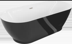 Mexen Roxy cadă de baie freestanding 180 x 85 cm, alb/negru, preaplin nichel periat - 51201808575-97 (51201808575-97)