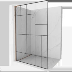 Mexen Kioto L perete de duș Walk-in 90 x 200 cm, model negru, aur roz - 800-090-103-60-78 (800-090-103-60-78)