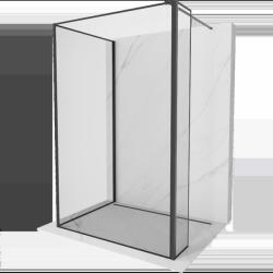 Mexen Kioto perete duș Walk-in 130 x 120 x 40 cm, ramă neagră, negru - 800-130-120-221-70-70-040 (800-130-120-221-70-70-040)