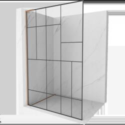Mexen Kioto L perete de duș Walk-in 110 x 200 cm, model negru, cupru periat - 800-110-103-65-78 (800-110-103-65-78)