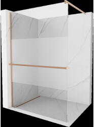 Mexen Kioto+ perete de duș cu raft Walk-in 100 x 200 cm, transparent/mat, cupru periat - 800-100-121-65-35 (800-100-121-65-35)