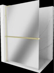Mexen Kioto+ L panou de duș cu raft Walk-in 80 x 200 cm, oglindă, aur periat - 800-080-123-55-50 (800-080-123-55-50)