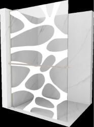 Mexen Kioto+ L perete de duș cu raft Walk-in 100 x 200 cm, val alb, nichel periat - 800-100-123-97-97 (800-100-123-97-97)