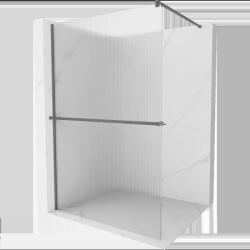 Mexen Kioto+ perete de duș cu raft Walk-in 120 x 200 cm, dungi, gun metal - 800-120-121-95-09 (800-120-121-95-09)