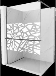 Mexen Kioto+ perete de dus cu raft Walk-in 140 x 200 cm, motiv alb, finisaj gun gray periat - 800-140-121-66-85 (800-140-121-66-85)