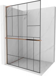 Mexen Kioto+ L perete de duș cu raft Walk-in 80 x 200 cm, model negru, aur roz - 800-080-123-60-78 (800-080-123-60-78)