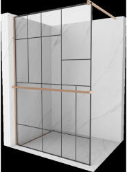 Mexen Kioto+ perete de duș cu raft Walk-in 70 x 200 cm, model negru, cupru periat - 800-070-121-65-78 (800-070-121-65-78)
