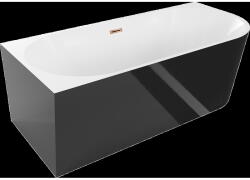 Mexen Mia cadă de baie independentă colțară stânga 170 x 80 cm, alb/negru, preaplin aur roz - 52691708075L-60 (52691708075L-60)