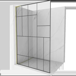 Mexen Kioto L panou de duș Walk-in 90 x 200 cm, model negru, auriu periat - 800-090-103-55-78 (800-090-103-55-78)