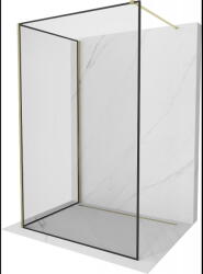 Mexen Kioto perete de duș Walk-in 120 x 100 cm, ramă neagră, auriu - 800-120-212-50-70-100 (800-120-212-50-70-100)