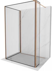 Mexen Kioto perete de duș Walk-in 140 x 70 x 30 cm, ramă neagră, aur roz - 800-140-070-221-60-70-030 (800-140-070-221-60-70-030)