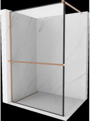 Mexen Kioto+ panou de duș cu poliță Walk-in 80 x 200 cm, cadru negru, cupru periat - 800-080-121-65-70 (800-080-121-65-70)