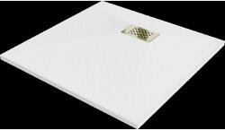 Mexen Hugo recea pătrată SMC 80 x 80 cm, albă, mascare aurie - 42108080-G (42108080-G)