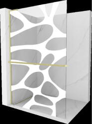 Mexen Kioto+ L panou de duș cu raft Walk-in 90 x 200 cm, undă albă, auriu periat - 800-090-123-55-97 (800-090-123-55-97)