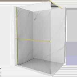 Mexen Kioto+ perete de duș cu raft Walk-in 75 x 200 cm, transparent, auriu periat - 800-075-121-55-00 (800-075-121-55-00)