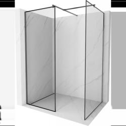 Mexen Kioto perete de duș Walk-in 110 x 70 cm, ramă neagră, gri metalizat periat - 800-110-202-66-70-070 (800-110-202-66-70-070)