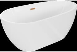 Mexen Eos cadă de baie independentă 150 x 75 cm, albă, preaplin cupru periat - 52471507500-65 (52471507500-65)