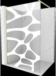 Mexen Kioto perete de duș Walk-in 100 x 200 cm, val alb 8 mm, auriu periat - 800-100-101-55-97 (800-100-101-55-97)