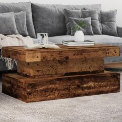 vidaXL antik fa színű dohányzóasztal LED-lámpákkal 90x50x40 cm (857714)