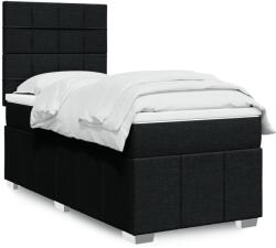 vidaXL fekete szövet rugós ágy matraccal 90x200 cm (3291553)