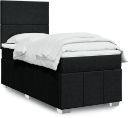 vidaXL fekete szövet rugós ágy matraccal 80 x 200 cm (3293790)