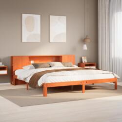 vidaXL barna tömör fenyőfa könyvespolcos ágy matrac nélkül 180 x 200cm (3322532) - vidaxl