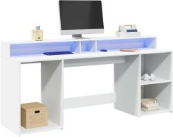 vidaXL fehér szerelt fa íróasztal LED-világítással 200 x 55 x 91 cm (3309438)