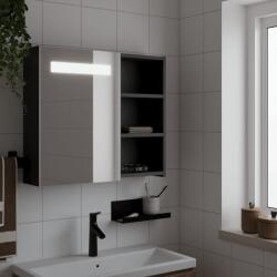 vidaXL fekete tükrös fürdőszobaszekrény LED-del 60 x 13 x 52 cm (357971) - vidaxl