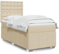 vidaXL krémszínű szövet rugós ágy matraccal 90 x 190 cm (3291542)