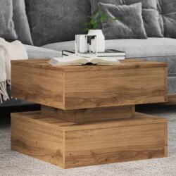 vidaXL kézműves tölgy színű dohányzóasztal LED-lámpákkal 50x50x40cm (857717)