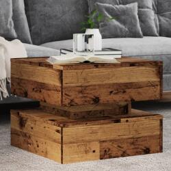 vidaXL antik fa színű dohányzóasztal LED-lámpákkal 50 x 50 x 40 cm (857716) - vidaxl