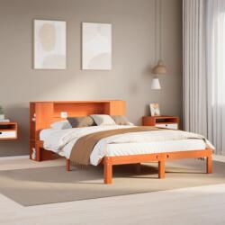 vidaXL barna tömör fenyőfa könyvespolcos ágy matrac nélkül 120 x 190cm (3322525)