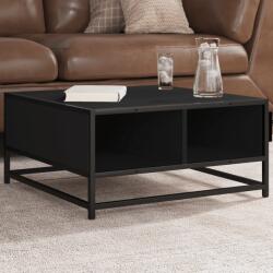 vidaXL fekete szerelt fa és fém dohányzóasztal 60, 5 x 60, 5 x 30 cm (848764)