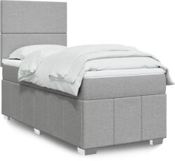 vidaXL világosszürke szövet rugós ágy matraccal 100 x 200 cm (3291572)